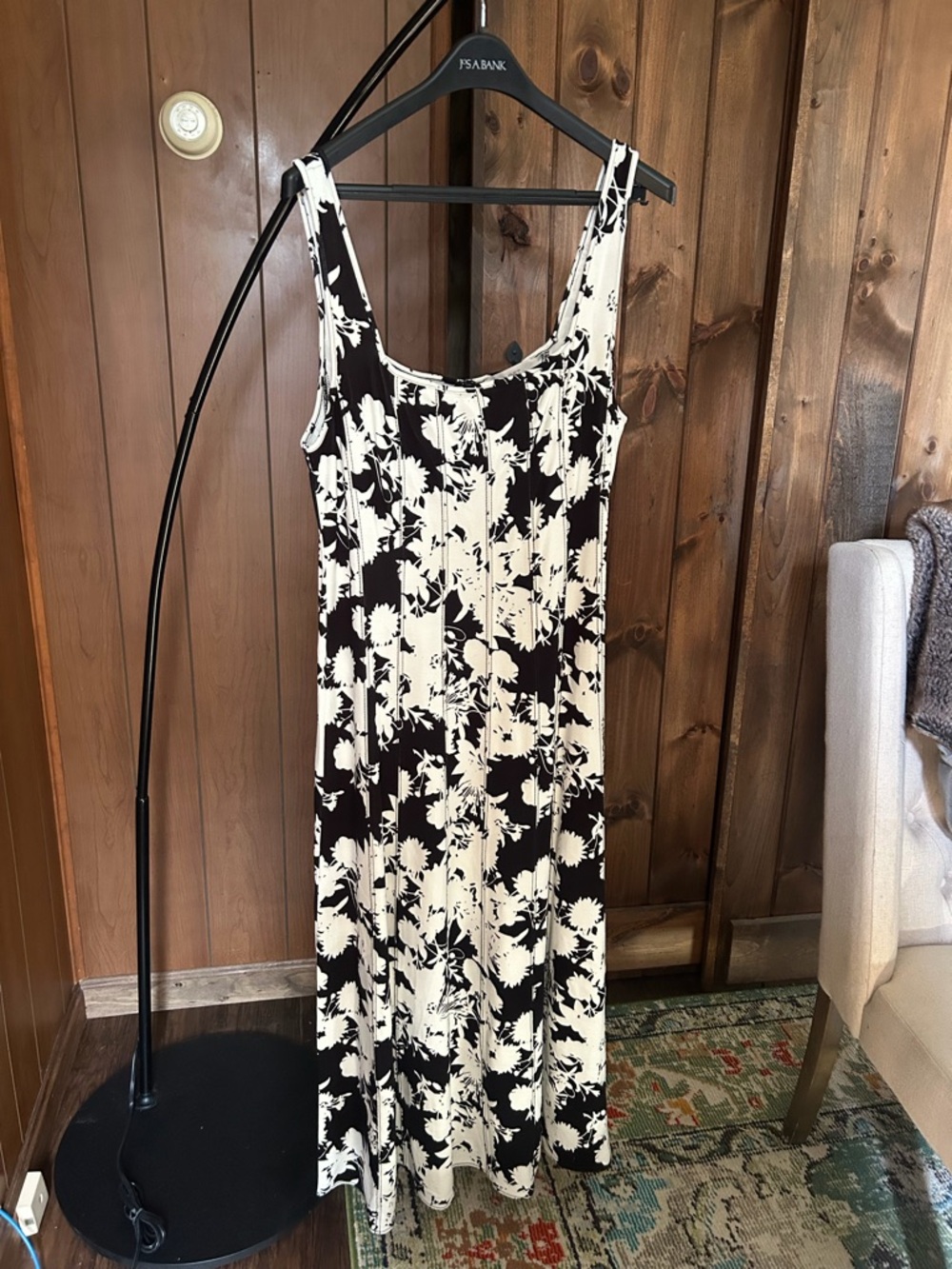 LOFT NWT Black and White Floral Maxi Dress